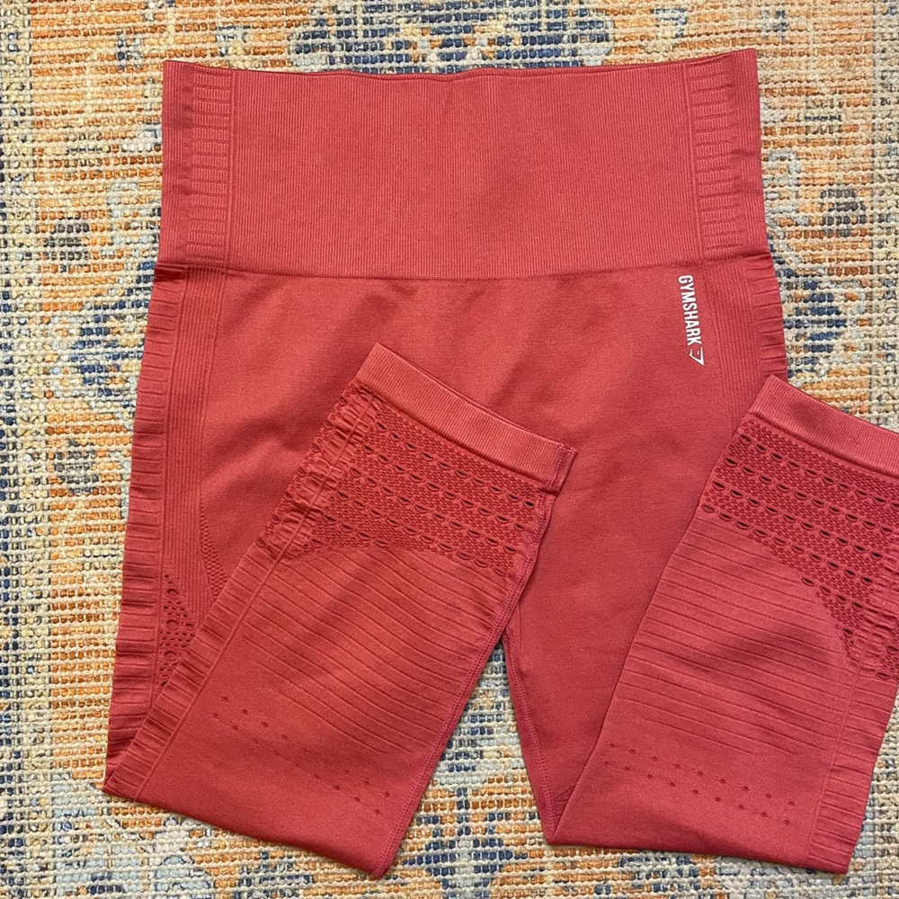 Orange/Pink/Coral Gymshark Crop Leggings Capris Large